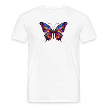 Colorful Stained Glass Butterfly - Men's T-Shirt - white - Front - AI Model Male 178 dark (178cm)