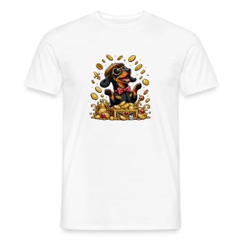 Teckel Deluxe Trésor d’Or - T-shirt homme - blanc - Devant - AI Model Male 178 dark (178cm)