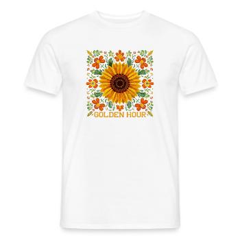 Motif de tournesol – Motif floral « Golden Hour » - T-shirt homme - blanc - Devant - AI Model Male 178 dark (178cm)