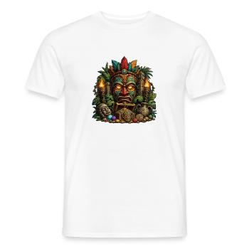 Tiki Totem Treasure Mask - Men's T-Shirt - white - Front - AI Model Male 178 dark (178cm)