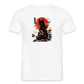 Katzen-Samurai am Sonnenuntergang - Männer T-Shirt - Weiß - Vorne - AI Model Male 178 dark (178cm)