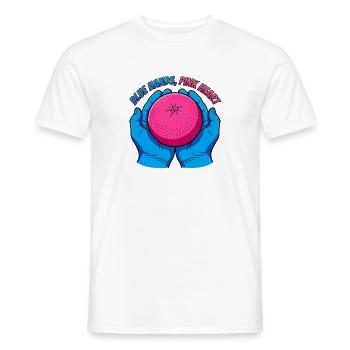 Mains bleues et fruits roses – Pop Art - T-shirt homme - blanc - Devant - AI Model Male 178 dark (178cm)