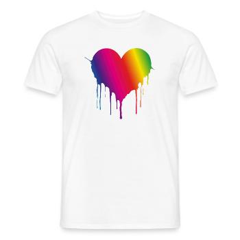 Rainbow Drip Heart - Men's T-Shirt - white - Front - AI Model Male 178 dark (178cm)