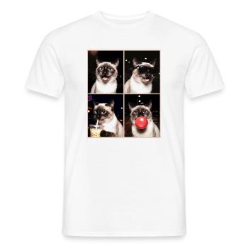Chats Colorpoint Chat à poil court - T-shirt homme - blanc - Devant - AI Model Male 178 dark (178cm)