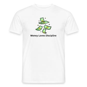 L’argent aime la discipline – Mentalité des affaires - T-shirt homme - blanc - Devant - AI Model Male 178 dark (178cm)