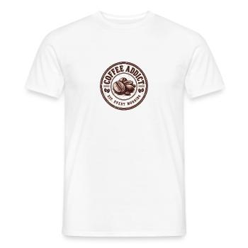 Coffee Addict Est Every Morning – Kaffee - Men's T-Shirt - white - Front - AI Model Male 178 dark (178cm)