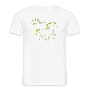 Isi Pisi Lemon Squeezi - Yellow - by Maison Bichon - Men's T-Shirt - white - Front - AI Model Male 178 dark (178cm)