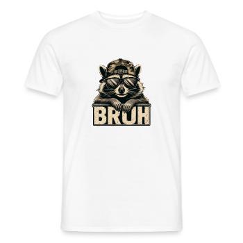 Bruh raccoon with sunglasses - Men's T-Shirt - white - Front - AI Model Male 178 dark (178cm)