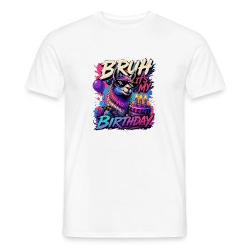 Mec, c’est mon mème d’anniversaire Cooles Llama - T-shirt homme - blanc - Devant - AI Model Male 178 dark (178cm)
