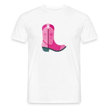 Botte de cowboy rose - T-shirt homme - blanc - Devant - AI Model Male 178 dark (178cm)