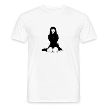 Illustration de la jeune fille gothique en robe noire - T-shirt homme - blanc - Devant - AI Model Male 178 dark (178cm)