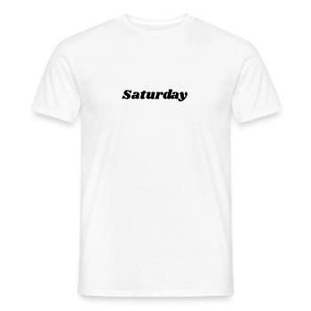 Saturday – Black lettering - Men's T-Shirt - white - Front - AI Model Male 178 dark (178cm)