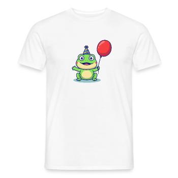 Party Frog with Balloon - Men's T-Shirt - white - Front - AI Model Male 178 dark (178cm)
