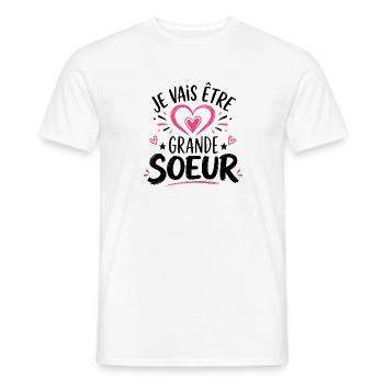 Grande-Soeur Humour Annonce Grossesse - T-shirt homme - blanc - Devant - AI Model Male 178 dark (178cm)