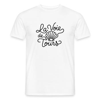 La Voie de Tours – Saint-Jacques Compostelle - T-shirt homme - blanc - Devant - AI Model Male 178 dark (178cm)