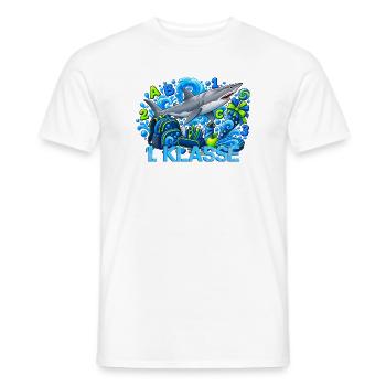 Schulstart 1. Klasse mit Hai Grundschule - Männer T-Shirt - Weiß - Vorne - AI Model Male 178 dark (178cm)