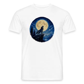 Moonlit Wolf on Cliff - Men's T-Shirt - white - Front - AI Model Male 178 dark (178cm)