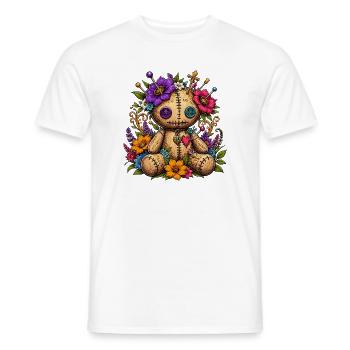 Flower voodoo doll with sewing stitches - Men's T-Shirt - white - Front - AI Model Male 178 dark (178cm)