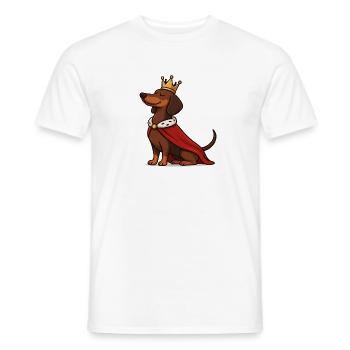 Fier teckel avec couronne – Chien royal - T-shirt homme - blanc - Devant - AI Model Male 178 dark (178cm)