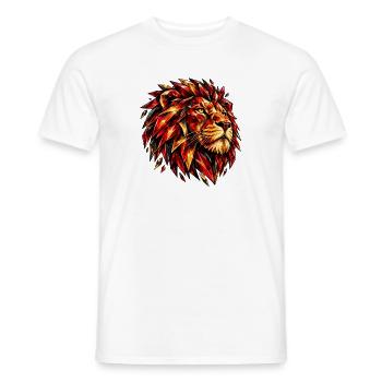 Motif géométrique de lion de feu - T-shirt homme - blanc - Devant - AI Model Male 178 dark (178cm)