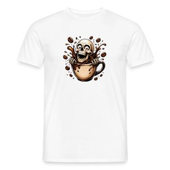 Coffee skull in a mug - Men's T-Shirt - white - Front - AI Model Male 178 dark (178cm)