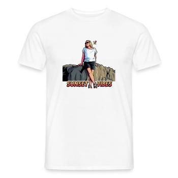 Sunset Vibes Holiday Pop Art Graphics - Men's T-Shirt - white - Front - AI Model Male 178 dark (178cm)