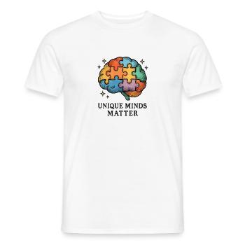 Colorful Puzzle Brain: Unique Minds - Men's T-Shirt - white - Front - AI Model Male 178 dark (178cm)