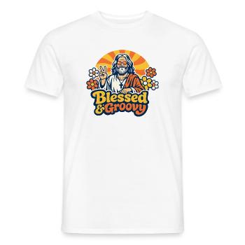 Groovy Jesus Peace - Men's T-Shirt - white - Front - AI Model Male 178 dark (178cm)