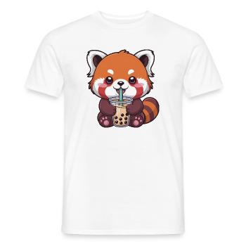 Le panda rouge de Kawaii buvant du bubble tea - T-shirt homme - blanc - Devant - AI Model Male 178 dark (178cm)