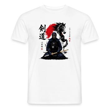 Pferde-Kendo Karate Judo Akido Martial Arts Kendo - Männer T-Shirt - Weiß - Vorne - AI Model Male 178 dark (178cm)