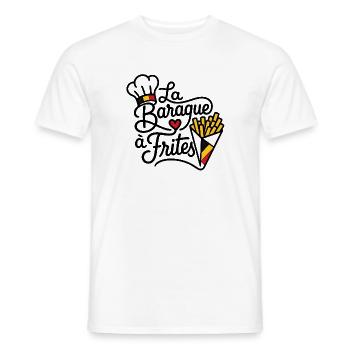 La Baraque à Frites — Design Belge - T-shirt homme - blanc - Devant - AI Model Male 178 dark (178cm)