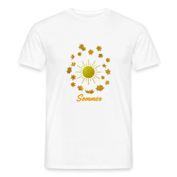 Goldener Sonnenschein mit Blüten - Männer T-Shirt - Weiß - Vorne - AI Model Male 178 dark (178cm)