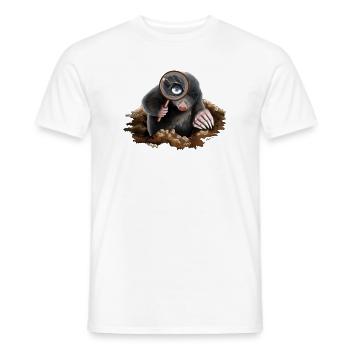 Neugieriger Fuchsbau-Detektiv: Vergrößernder Maulwurf - Männer T-Shirt - Weiß - Vorne - AI Model Male 178 dark (178cm)