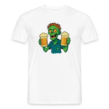 Glücklicher Zombie mit Bier - Männer T-Shirt - Weiß - Vorne - AI Model Male 178 dark (178cm)