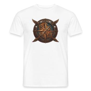 Steampunk compass with wings - Men's T-Shirt - white - Front - AI Model Male 178 dark (178cm)