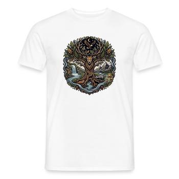 Cerfs de la forêt lunaire avec paysage fluvial - T-shirt homme - blanc - Devant - AI Model Male 178 dark (178cm)