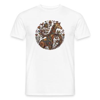 Girafe ornementale à motif floral - T-shirt homme - blanc - Devant - AI Model Male 178 dark (178cm)