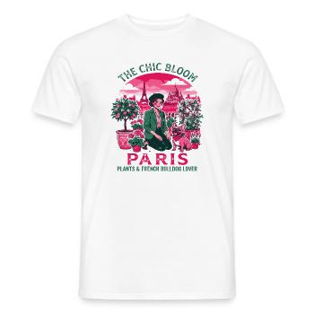 La plante Chic Bloom Paris et le bouledogue français - T-shirt homme - blanc - Devant - AI Model Male 178 dark (178cm)