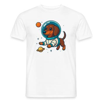 Dachshund in Space – Cute Astronaut Dog - Men's T-Shirt - white - Front - AI Model Male 178 dark (178cm)