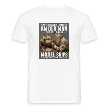 Never Underestimate An Old Man Who Still Builds - Men's T-Shirt - white - Front - AI Model Male 178 dark (178cm)
