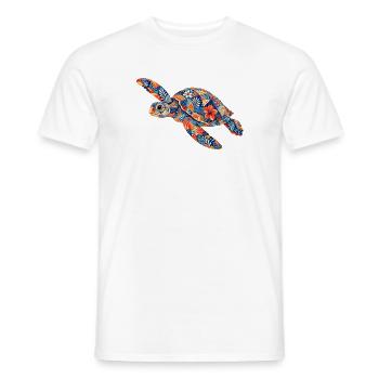 Patchwork Turtle Floral Pattern - Men's T-Shirt - white - Front - AI Model Male 178 dark (178cm)
