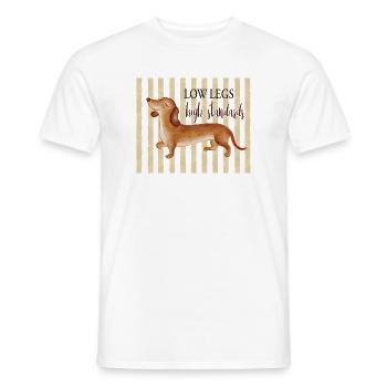 Low Legs Standards élevés – Dachshund drôle - T-shirt homme - blanc - Devant - AI Model Male 178 dark (178cm)