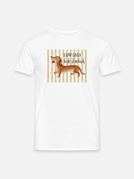 Low Legs High Standards – Lustiger Dackel - Männer T-Shirt - Weiß