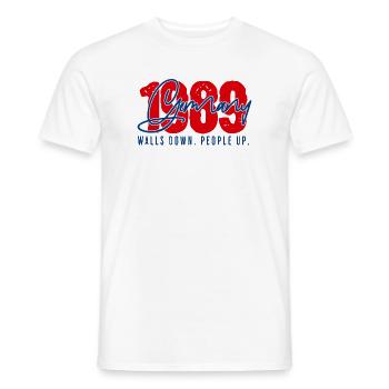 1989 Germany – Walls Down. People Up | Mauerfall - Männer T-Shirt - Weiß - Vorne - AI Model Male 178 dark (178cm)