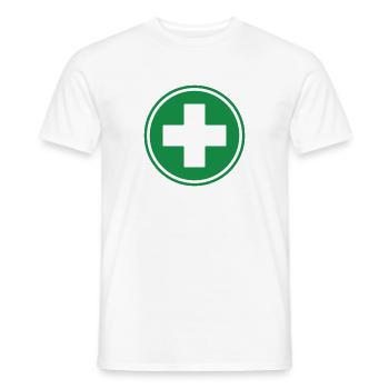 Premiers secours verts inter-soins médicaux d’urgence - T-shirt homme - blanc - Devant - AI Model Male 178 dark (178cm)