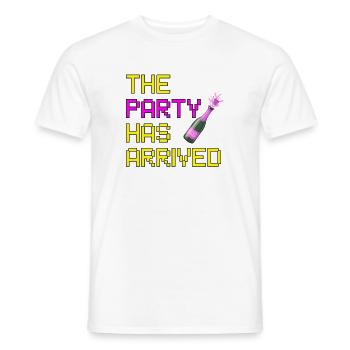 THE PARTY HAS ARRIVED, CAN GO MOUSE - Men's T-Shirt - white - Front - AI Model Male 178 dark (178cm)