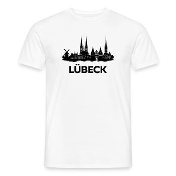 Lübeck Skyline - Männer T-Shirt - Weiß - Vorne - AI Model Male 178 dark (178cm)