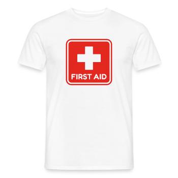 First Aid Red Medical Cross Healthcare Safety  - T-shirt homme - blanc - Devant - AI Model Male 178 dark (178cm)