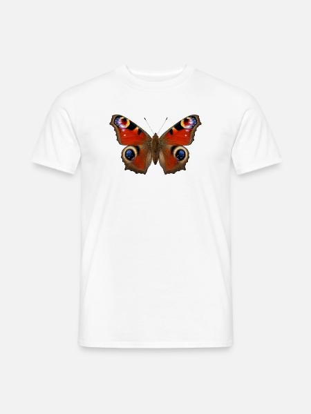 Pfauen-Schmetterling Aglais io Realistischer Stil - Männer T-Shirt - Weiß