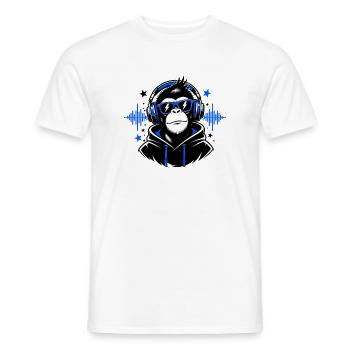 DJ-Affe mit Kopfhörern - Männer T-Shirt - Weiß - Vorne - AI Model Male 178 dark (178cm)